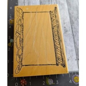 LPD Frame Stone Wood Border Paths 1997‎ Rubber Stamp Wood #B9